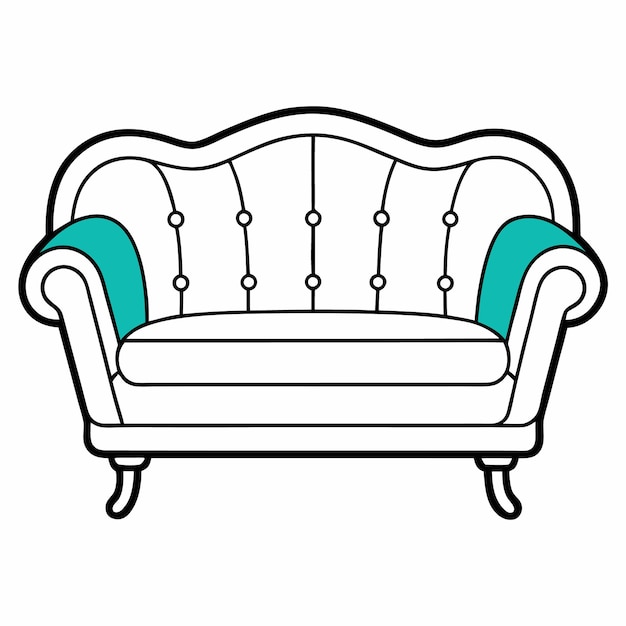 una imagen de un sofá con un acento verde y azul