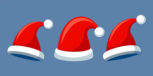 una imagen de sombreros de Santa con uno que se muestra en un fondo azul