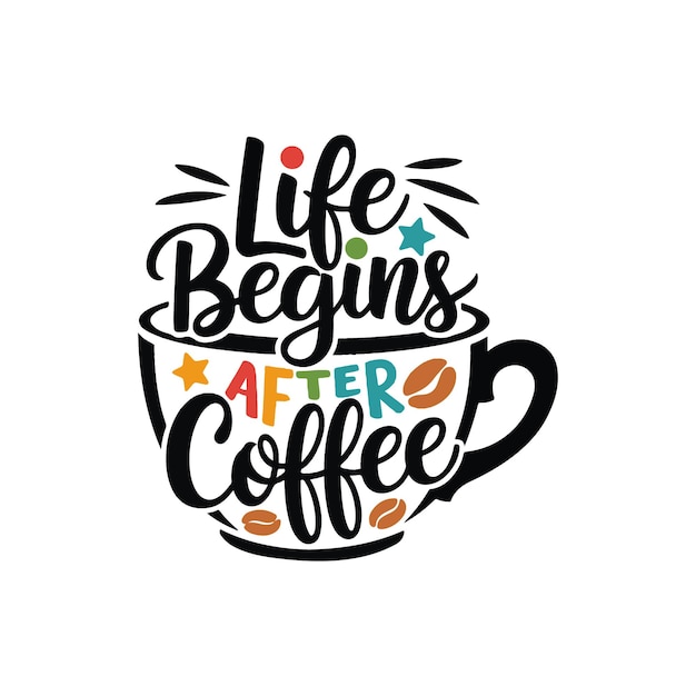 una imagen de una taza de café que dice que la vida comienza