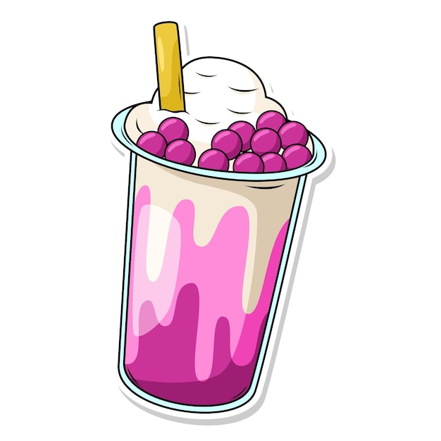 una imagen de una taza de helado con una pajita en ella
