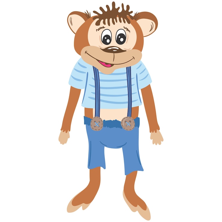 Vector imagen de tití estilo juguete para niños de diseño plano aislada sobre fondo blanco