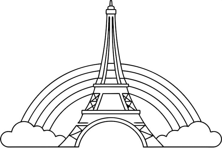 Vector una imagen de una torre que tiene la palabra eiffel en ella