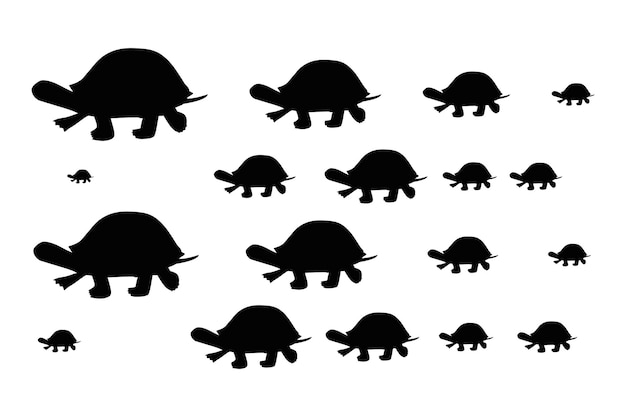 Una imagen de una tortuga con una silueta negra de una tortuga.