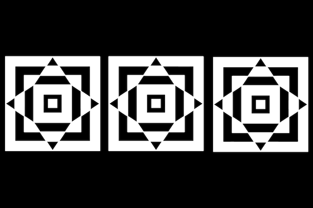 Imagen de tres cuadrados blancos con perspectiva interior.