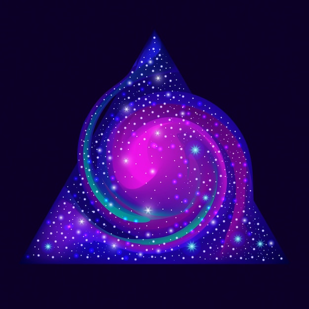 Imagen del triángulo en el que se representa el cosmos, la galaxia. Arte espacial.