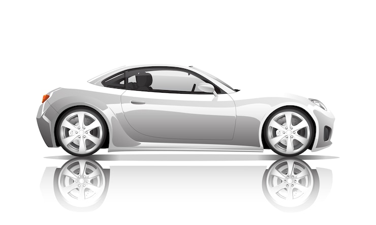 Vector imagen tridimensional del coche aislado en el fondo blanco