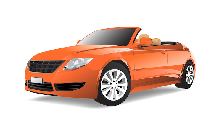 Vector imagen tridimensional del coche naranja aislado sobre fondo blanco