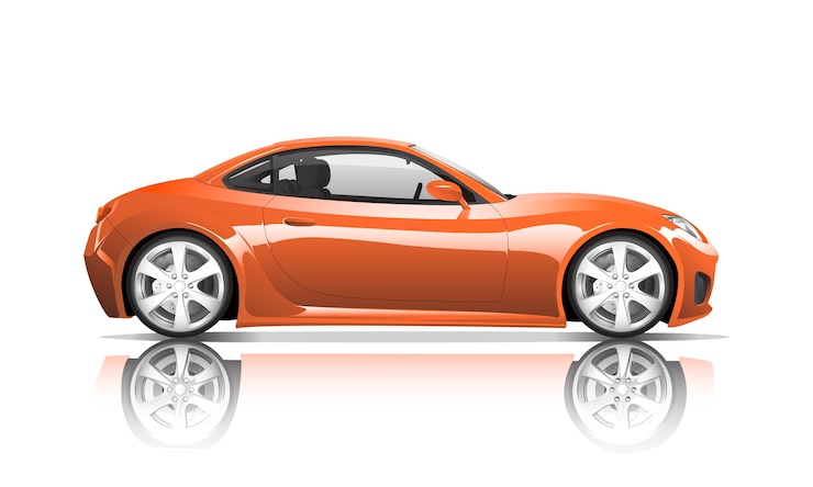 Vector imagen tridimensional del coche naranja aislado sobre fondo blanco