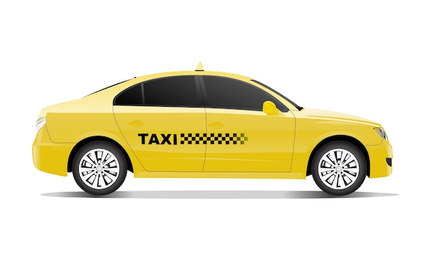 Vector imagen tridimensional del coche del taxi aislado en el fondo blanco