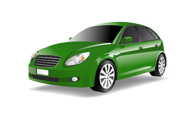 Imagen tridimensional del coche verde aislado sobre fondo blanco
