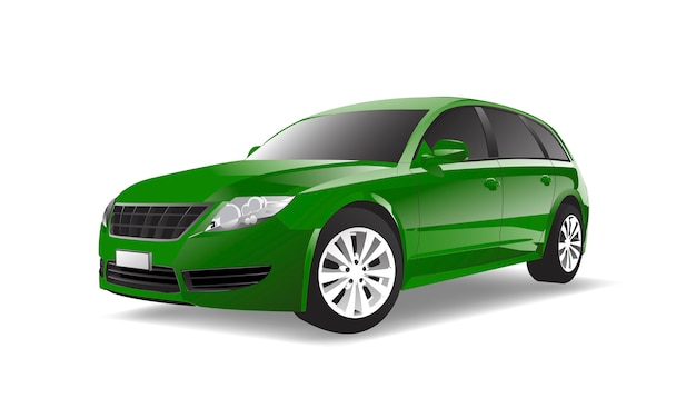 Imagen tridimensional del coche verde aislado sobre fondo blanco