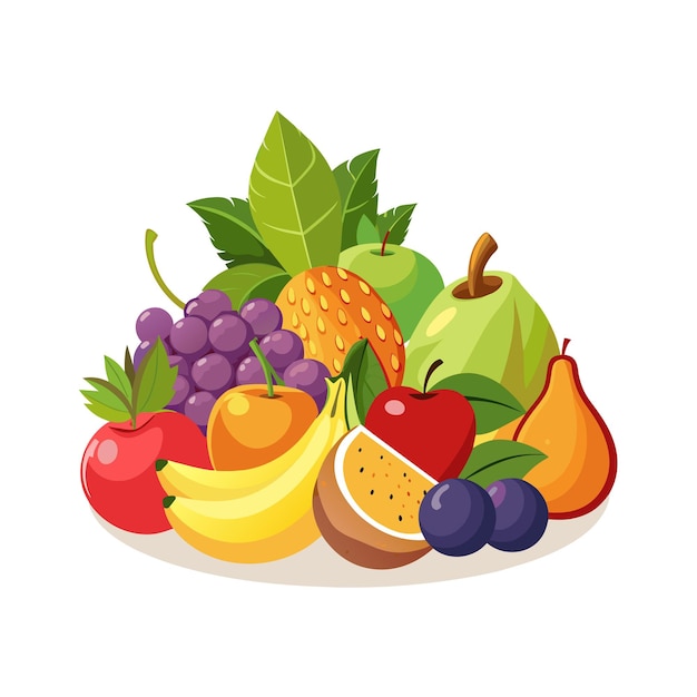 una imagen de una variedad de frutas, incluida una que tiene la palabra fruta en ella