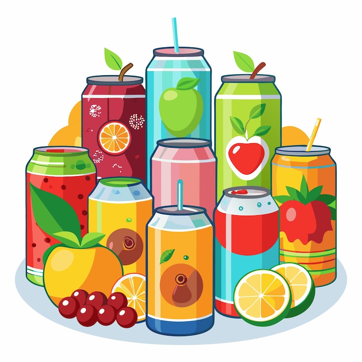Vector una imagen de varios frascos de frutas y verduras