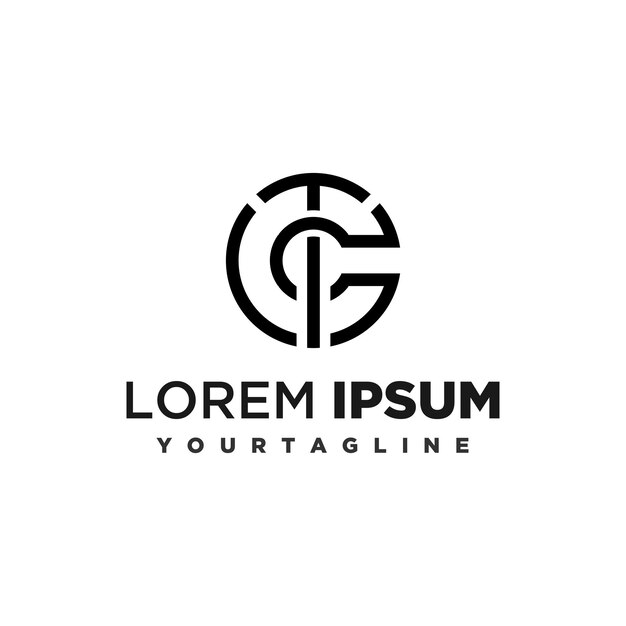 Imagen de vector de diseño de logotipo de círculo de letra ct