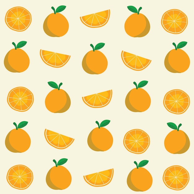 Imagen de vector de fondo plano de patrones sin fisuras de fruta naranja