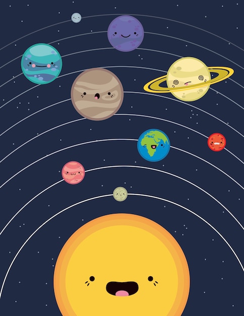 Imagen de vector de sistema solar