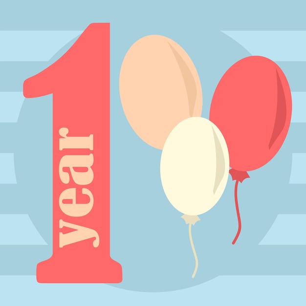 Imagen vectorial de 1 año Un cartel para el cumpleaños de un niño.