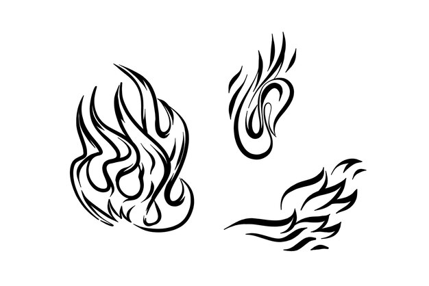 Imagen vectorial 2d del conjunto de llamas de contorno