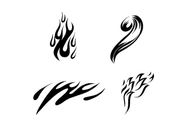 Imagen vectorial 2d del conjunto de llamas de contorno