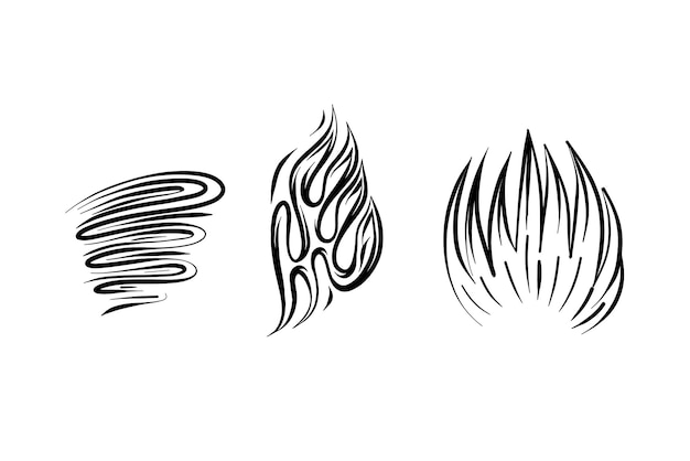 Imagen vectorial 2d del conjunto de llamas de contorno