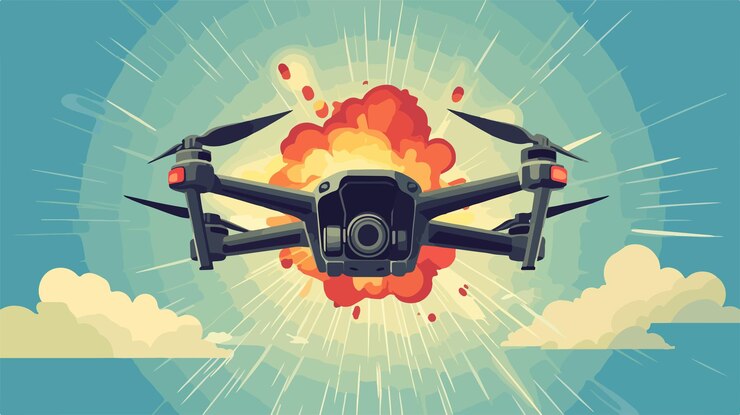 Vector imagen vectorial aislada de explosión de drones fpv para proyectos de diseño gráfico
