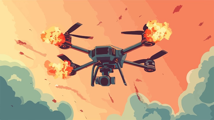 Vector imagen vectorial aislada de explosión de drones fpv para proyectos de diseño gráfico