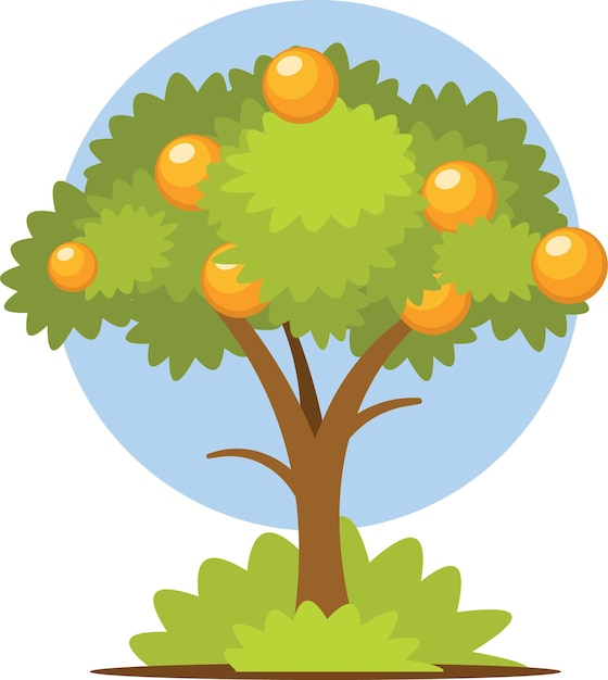 Vector imagen vectorial de un árbol con fruta en las ramas aisladas sobre fondo transparente