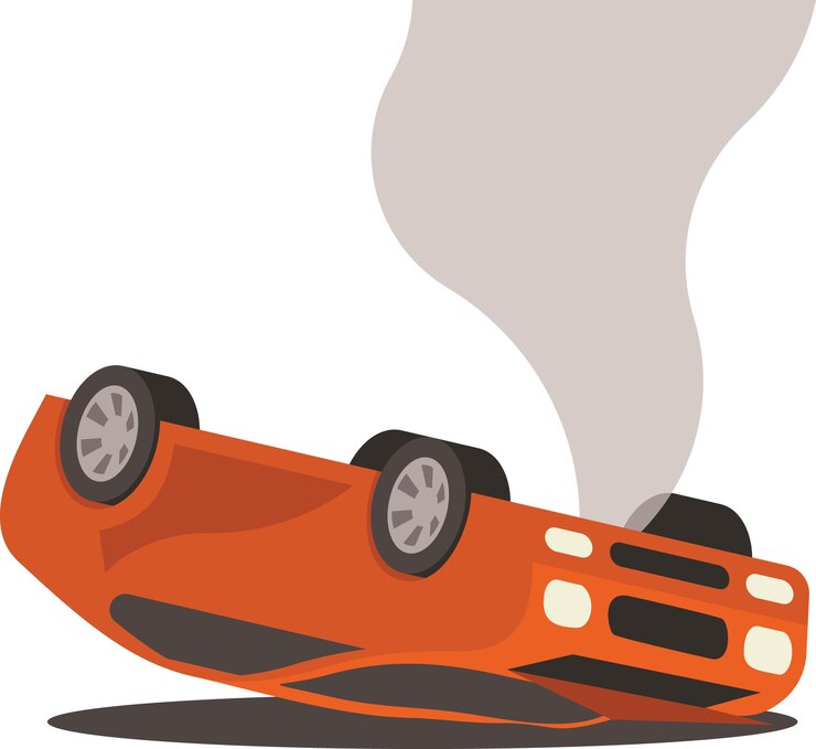 Vector imagen vectorial de un automóvil dañado en un accidente de tráfico aislado sobre fondo transparente