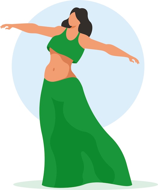 Imagen vectorial de una bailarina de danza del vientre aislada sobre fondo blanco