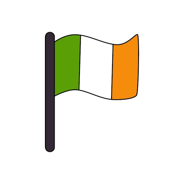 Imagen vectorial de la bandera de irlanda de dibujos animados sobre fondo blanco.