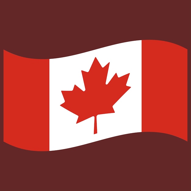 Imagen vectorial de la bandera nacional de canadá ondulada en el viento. Dia de Canada. Fiesta del primero de julio