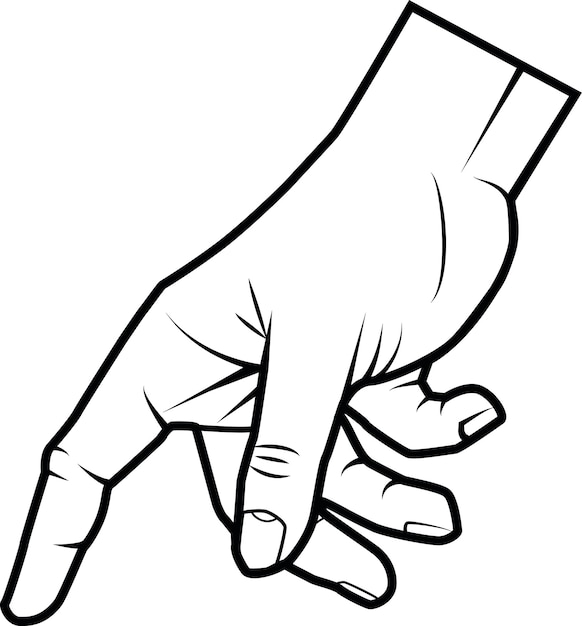 Imagen vectorial en blanco y negro de una mano humana aislada sobre fondo transparente