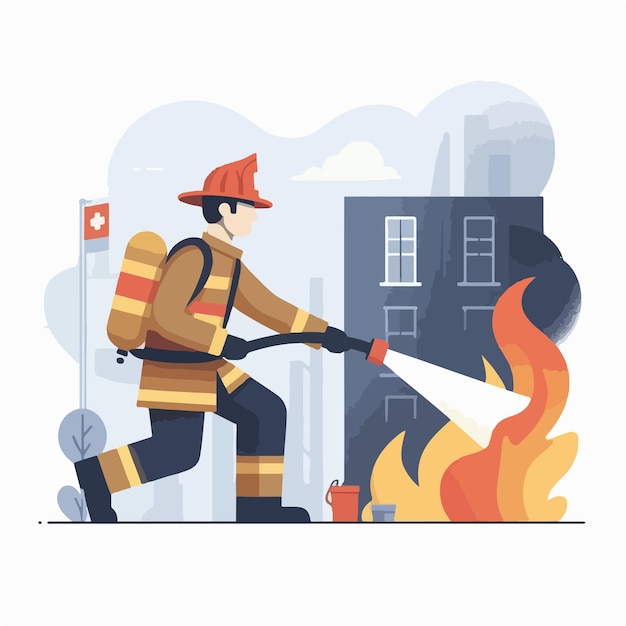 Imagen vectorial de bomberos masculinos simple y minimalista con diseño plano y fondo blanco