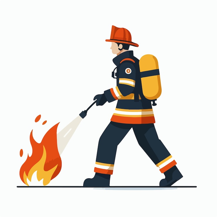 Vector imagen vectorial de bomberos masculinos simple y minimalista con diseño plano y fondo blanco