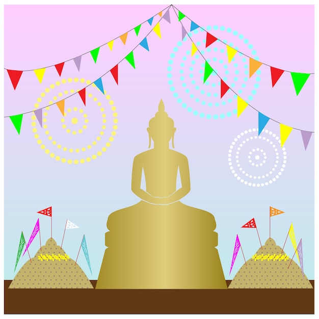 imagen vectorial de buda en el día de la celebración de songkran