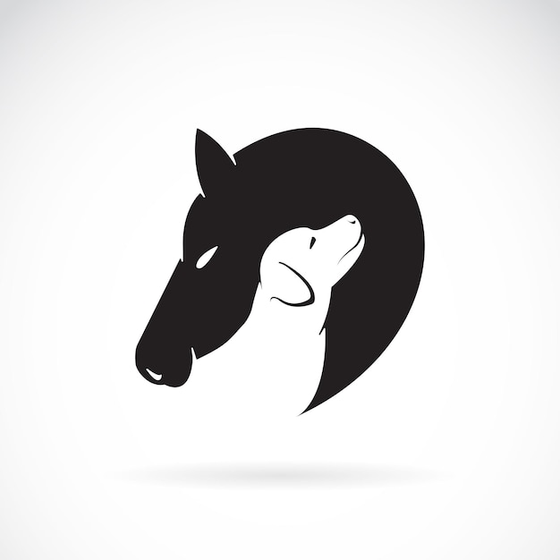 Imagen vectorial de caballo y perro sobre fondo blanco.