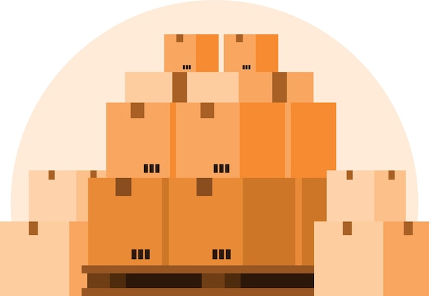 Imagen vectorial de cajas de cartón aislada sobre fondo transparente