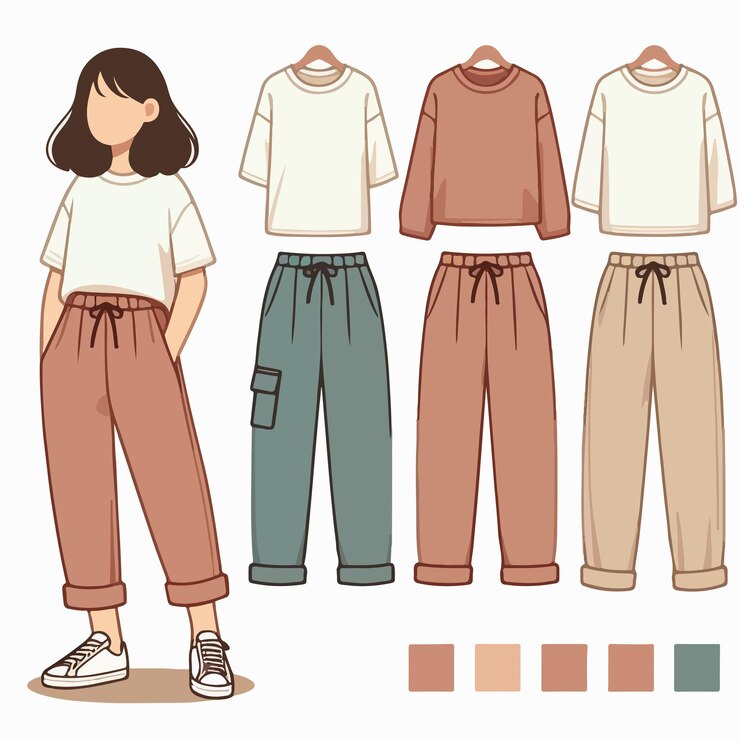 Vector imagen vectorial de una chica con ropa casual
