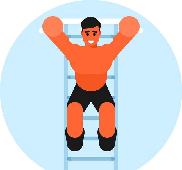 Imagen vectorial de un chico trabajando en el gimnasio aislado sobre fondo transparente