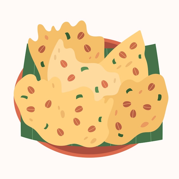Imagen vectorial de comida tradicional indonesia de Rempeyek