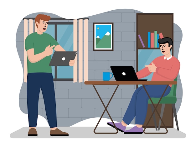 imagen vectorial de los compañeros de equipo discuten un plan de acción de la semana de trabajo