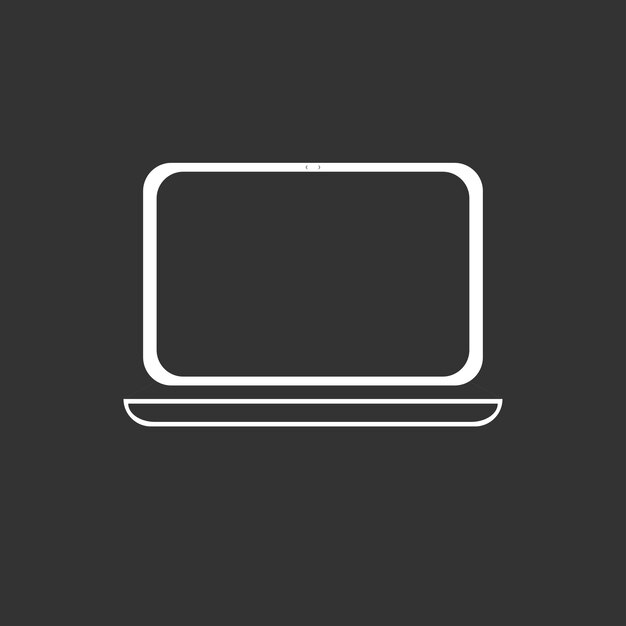 Imagen vectorial de una computadora portátil blanca sobre un fondo negro
