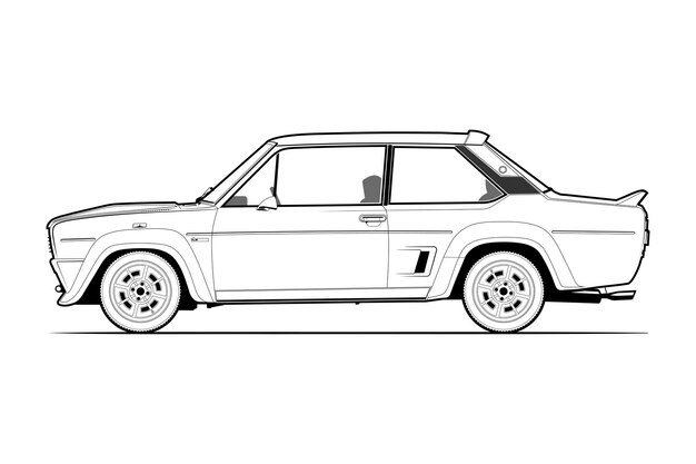 Imagen vectorial del contorno del coche dibujada a mano Arte del vehículo