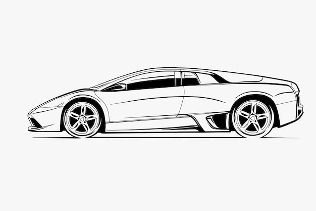 Imagen vectorial del contorno del coche dibujada a mano Arte del vehículo