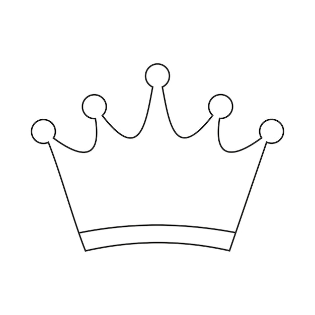 Imagen vectorial de contorno simple del icono de la corona dibujo de contorno estilo plano de la corona sobre fondo blanco