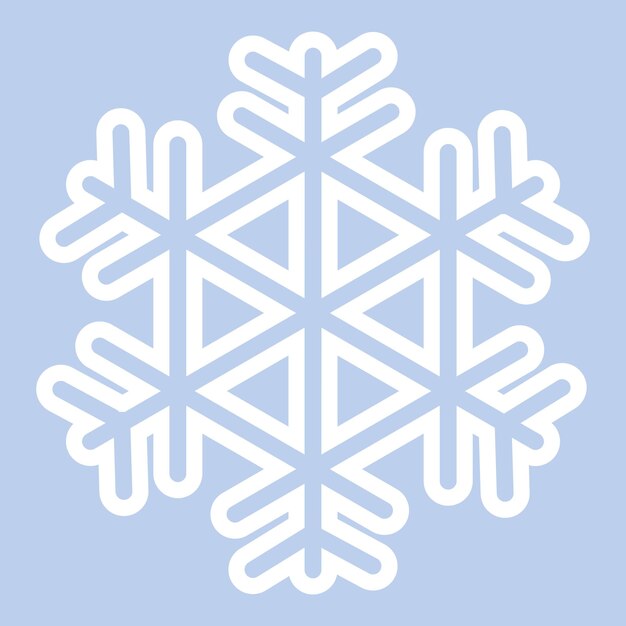 Vector imagen vectorial de un copo de nieve blanco. garabato simple aislado en un fondo azul.