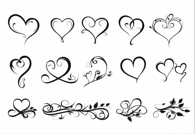 imagen vectorial de corazones tatuados