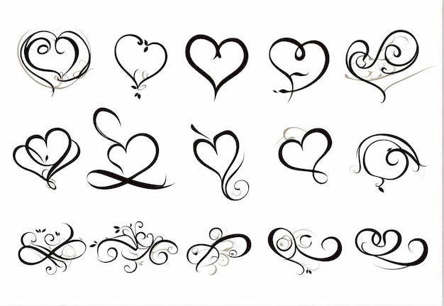 Imagen vectorial de corazones tatuados