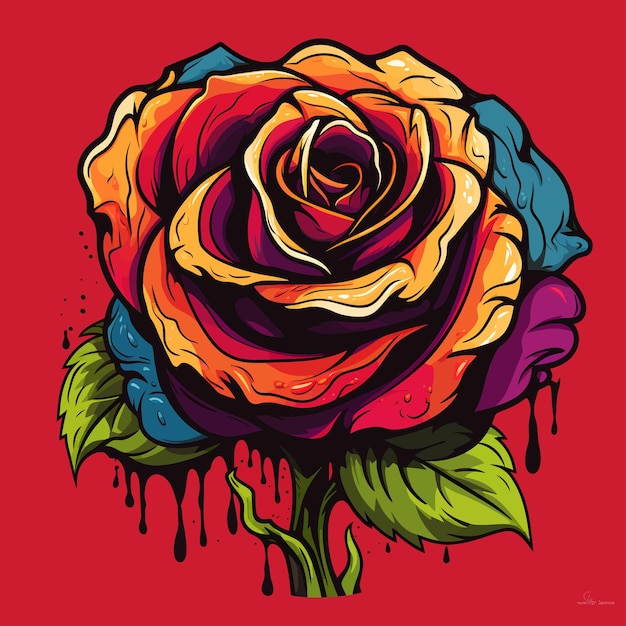 Vector imagen vectorial de la cultura pop de rosas con colores vibrantes