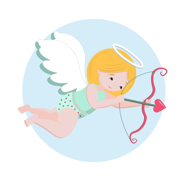 imagen vectorial de Cupido con arco y flecha corazón